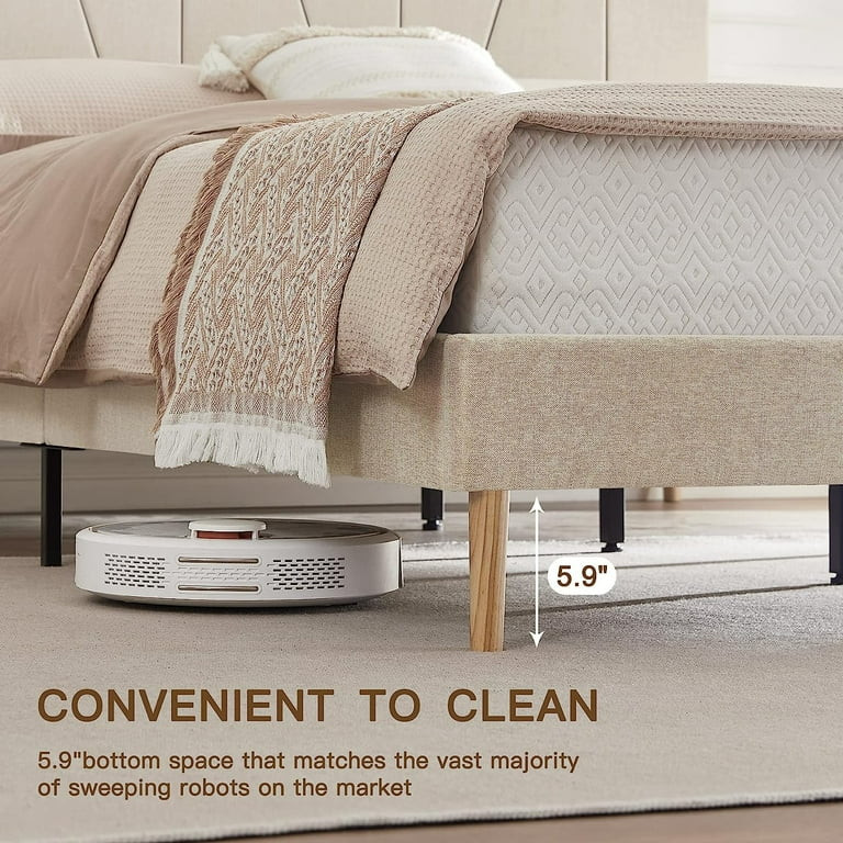 Flolinda King Size Bed Frame Upholstered Platform with Complete Headboard，Fabric Upholstered Pl... | Walmart (US)