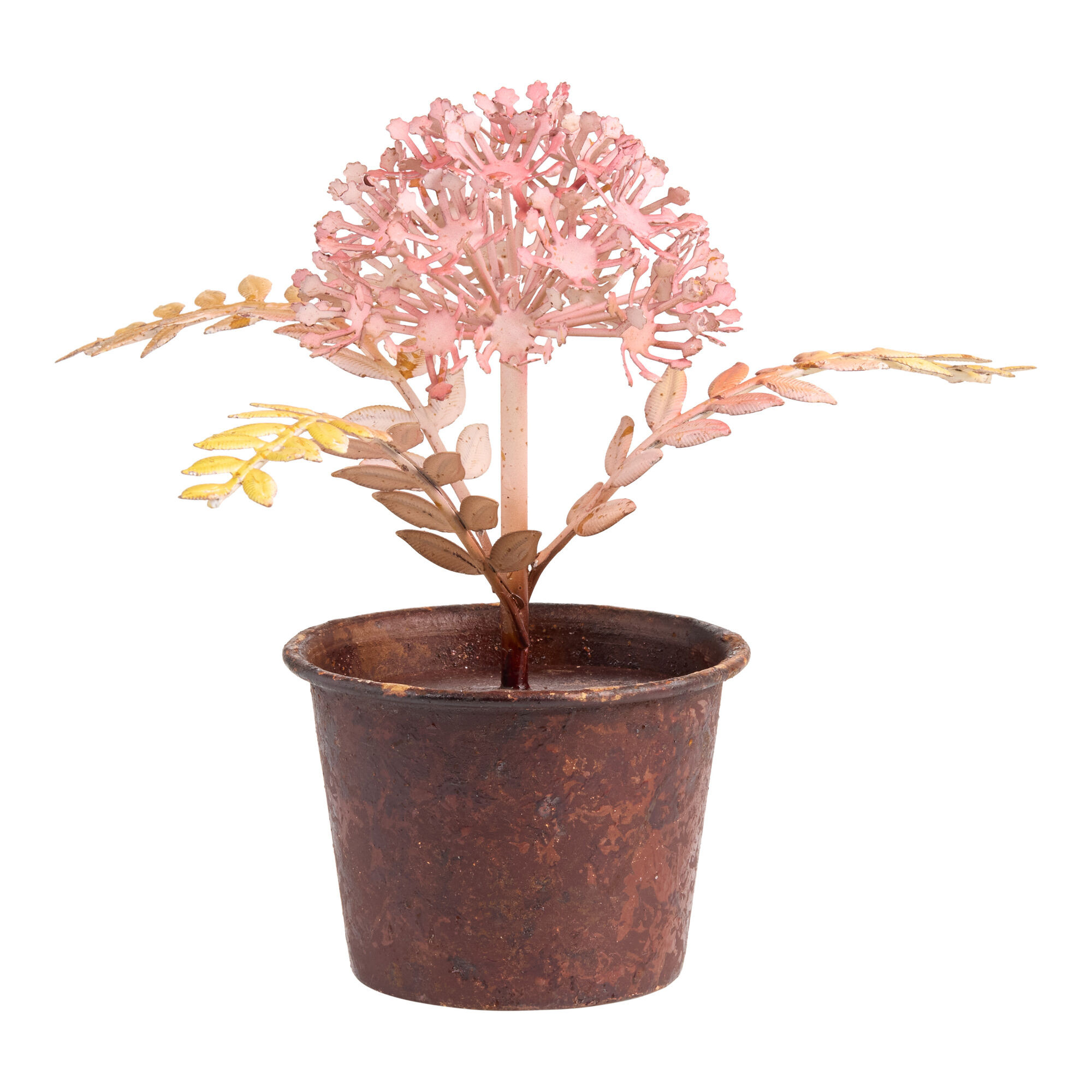Pink Hydrangea Metal Potted Flower Tabletop Decor - World Market | World Market