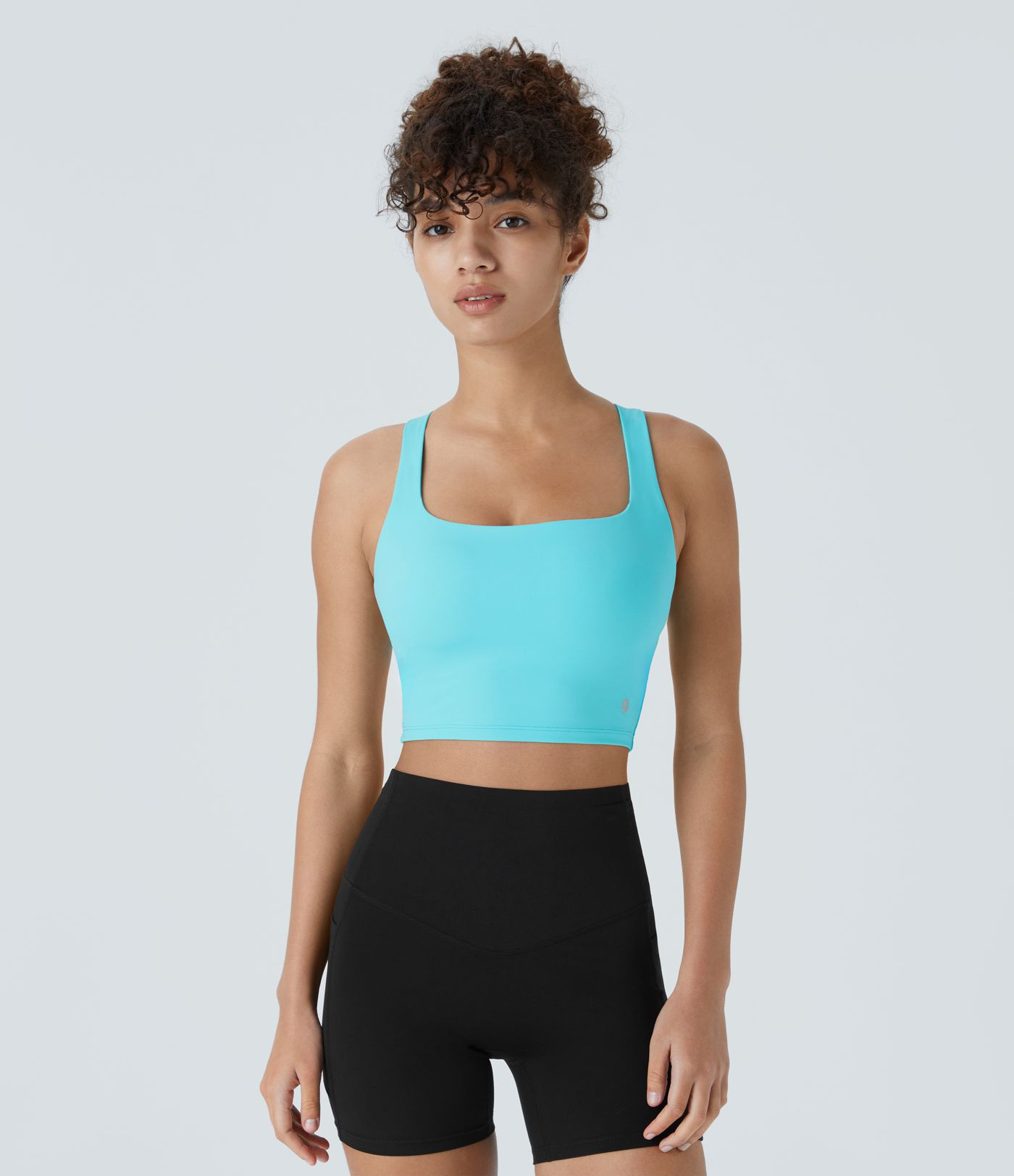 Women’s SoftlyZero™ Airy Square Neck Backless Crisscross Cropped Cool Touch Yoga Tank Top-UPF... | HALARA