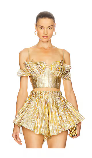 Shelby Corset Top in Gold | Revolve Clothing (Global)
