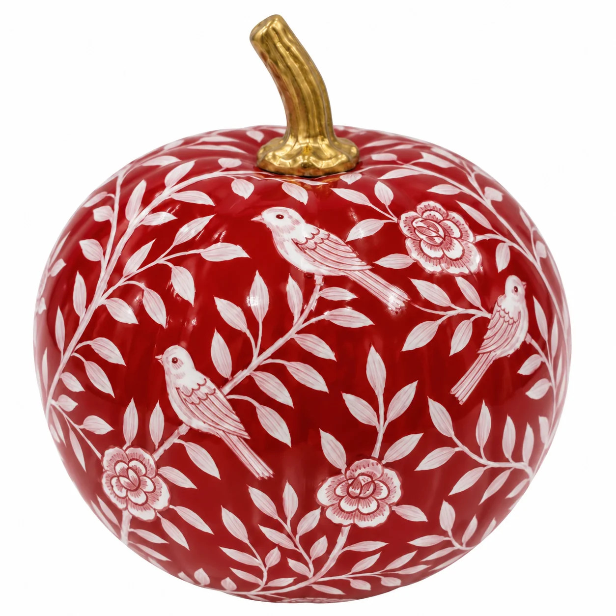 Red Bird & Vine Silhouette Pumpkin | The Enchanted Home