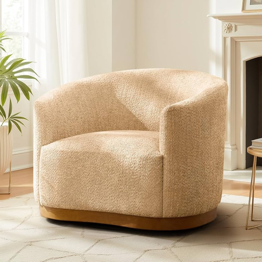 HULALA HOME Chenille Swivel Accent Chair, Fully Assembled, Comfy Upholstery Barrel Armchair with ... | Amazon (US)