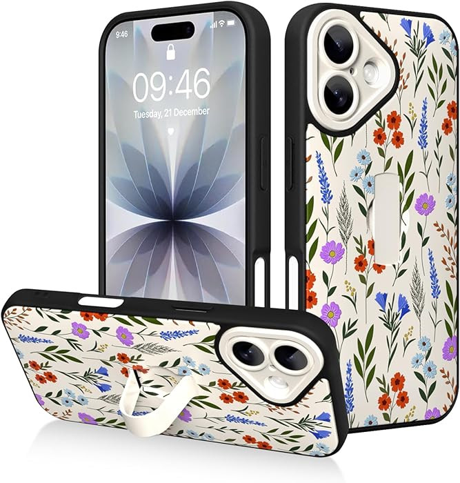 AIGOMARA for iPhone 17 Case with Finger Strap Holder, Cute Floral Flower Print Pattern Design for... | Amazon (US)