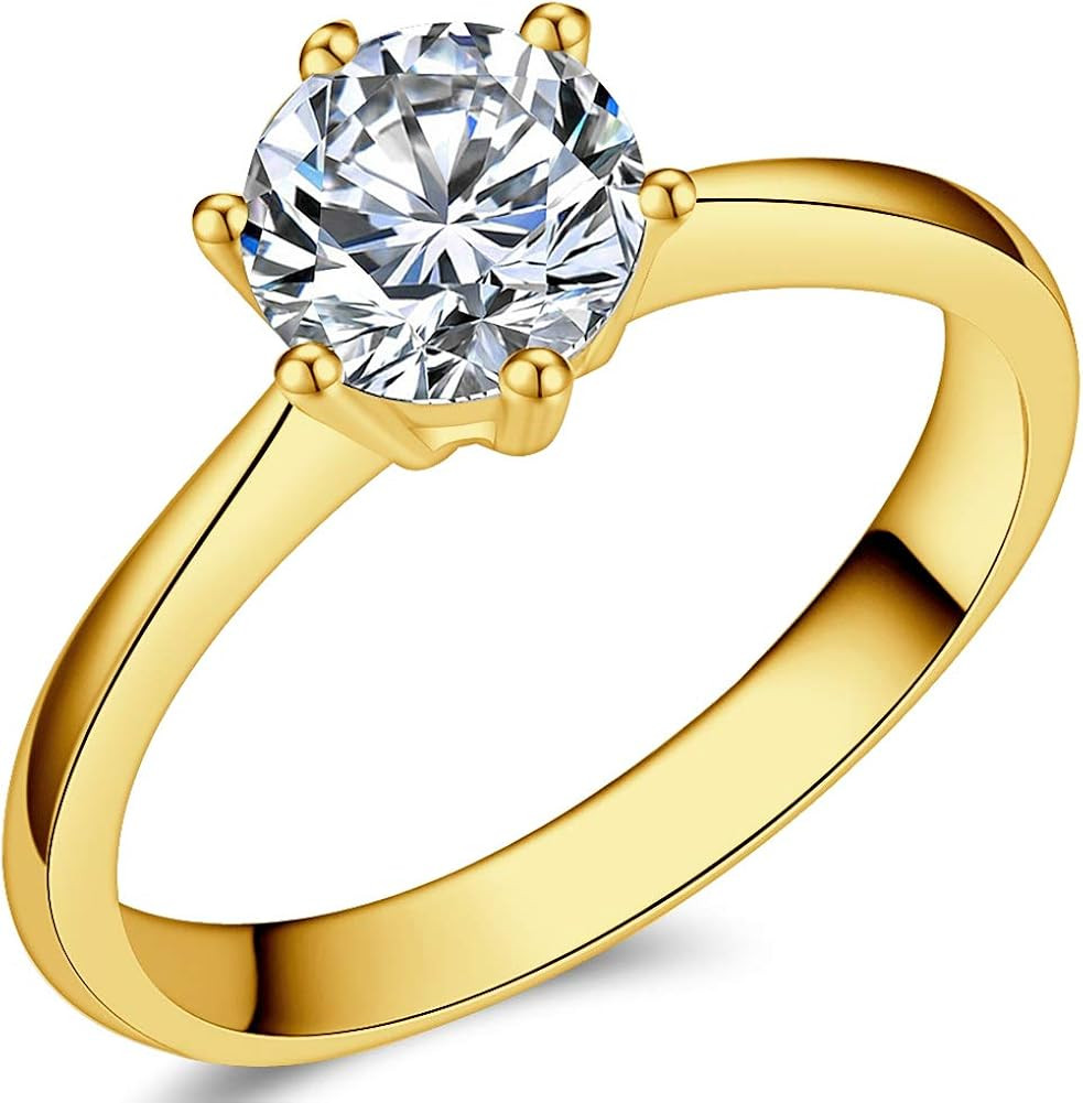 Jude Jewelers Size 3-13 1.0 Carat Classical Stainless Steel Solitaire Wedding Engagement Proposal... | Amazon (US)