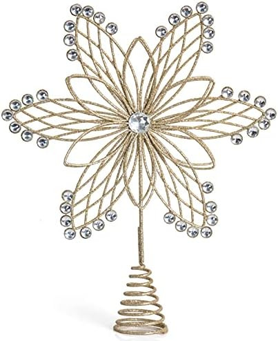 Ornativity Jewel Flower Tree Topper - Gold Glitter Sparkling Metal Wire Star Flower Topper with S... | Amazon (US)