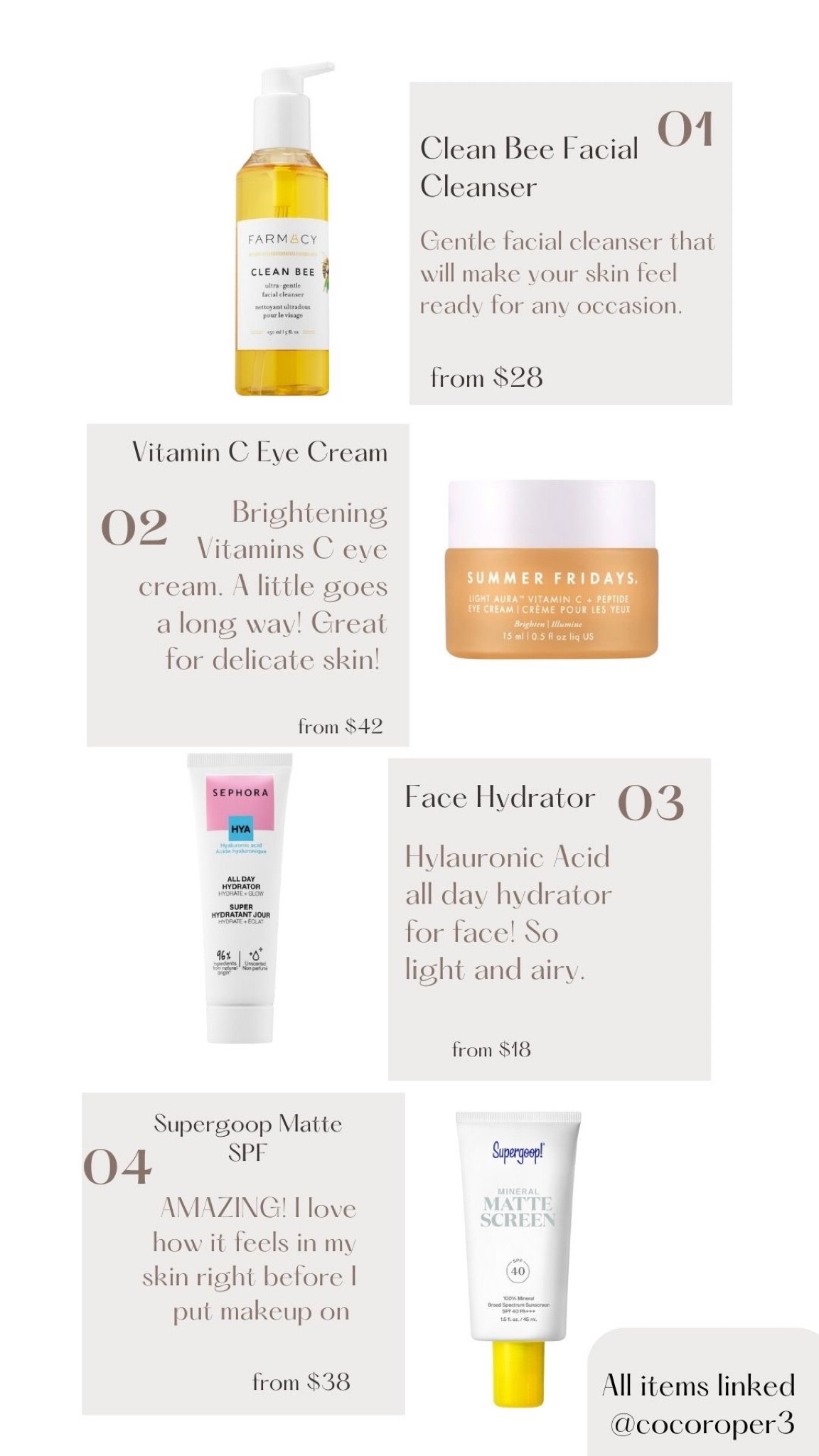 Simple morning face routine for those of you just getting in the grove! Amazing for delicate skin and hydration:) #flawlessface #skincare #selfcare

#LTKunder50 #LTKbeauty #LTKstyletip