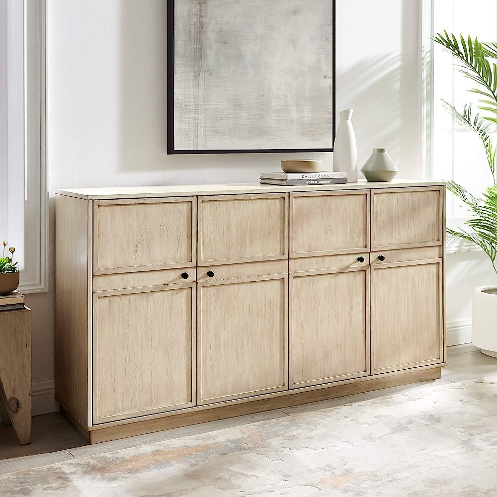 Walker Edison Alden Versatile 4 Door Framed-Storage-Sideboard, 62 Inch, Birch | Amazon (US)