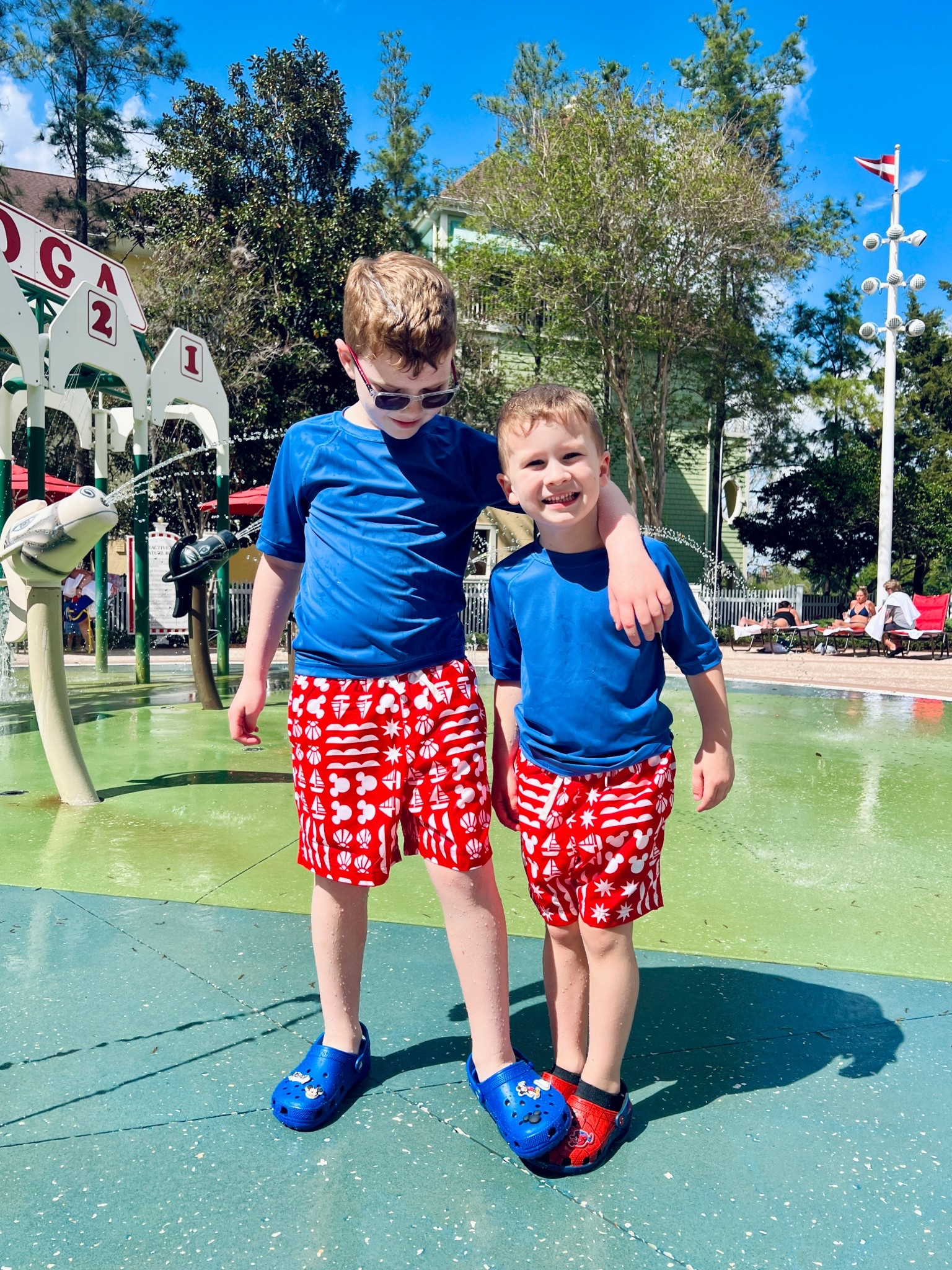 Perfect Disney swim trunks for boys. The perfect amount of Mickey Mouse detaill on boy swim and shoes. These crocs are perfect for summer days. Hannna Anderson has the best quality for swim for kids. 

#LTKTravel #LTKKids #LTKBaby