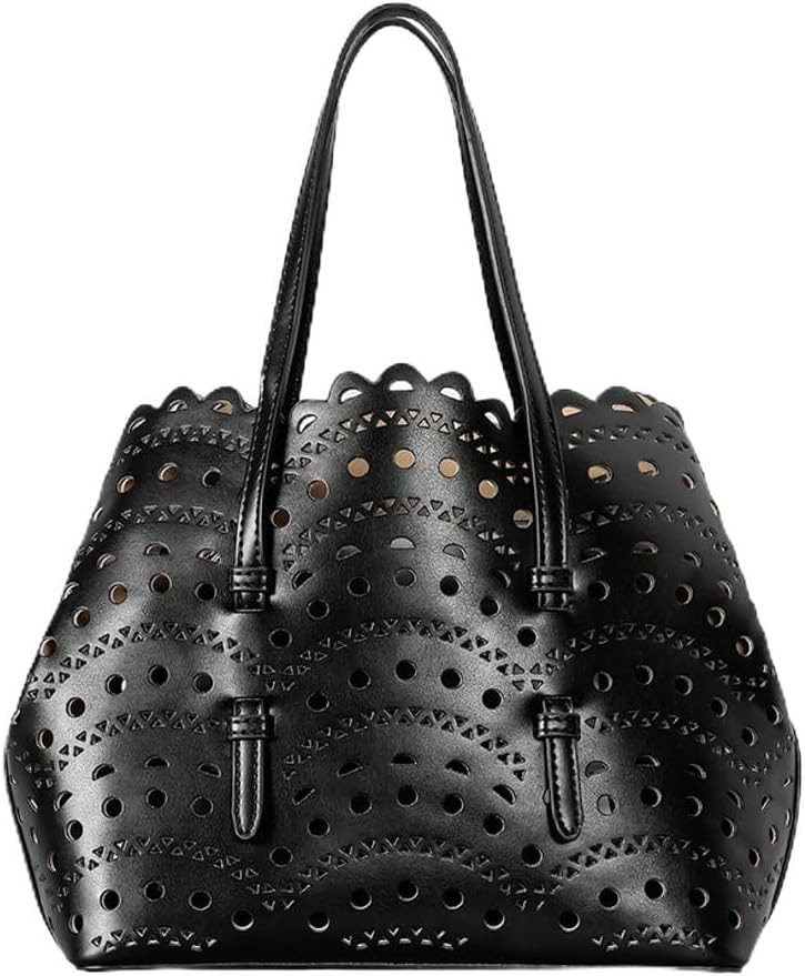 Hollow Out Small Basket Bags for Women PU Leather Handbag with Inner Bag Shoulder Crossbody Bag f... | Amazon (US)