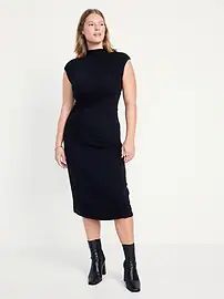Fitted Mock-Neck Midi Dress for Women | Old Navy (US)