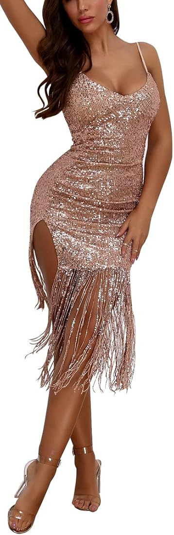 BFFBABY Satin Dress for Women Sexy Sleeveless Adjustable Spaghetti Strap Backless Ruched Cocktail... | Amazon (US)