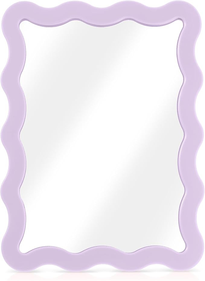 Leinuosen 1 Pcs Magnetic Locker Mirror 5"x7" Real Glass,Purple | Scalloped Frame, Magnetic Backin... | Amazon (US)