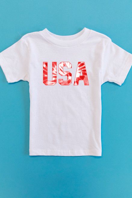 Tie Dye USA Red Graphic Toddler Tee White | The Pink Lily Boutique