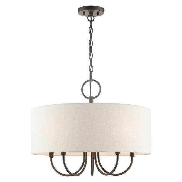 Livex Lighting Blossom English Bronze 5 Light Pendant Chandelier - 22"W x 18"H - Overstock - 3360... | Bed Bath & Beyond