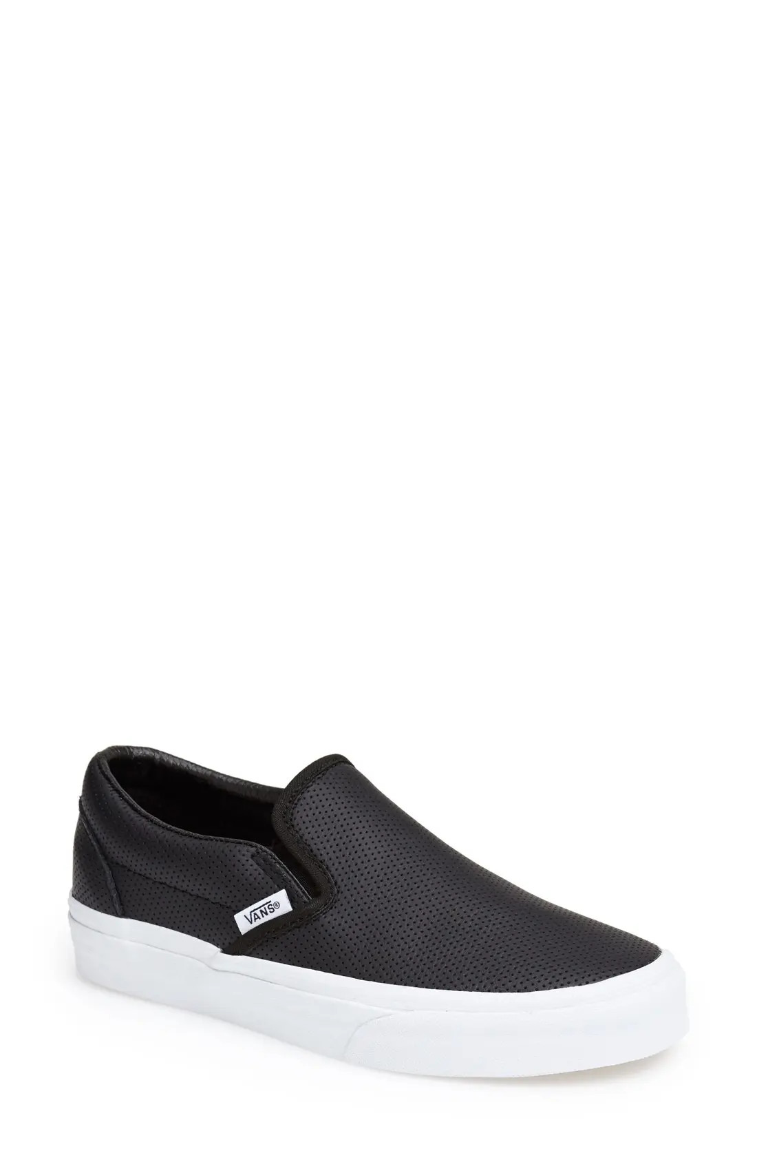 Vans Classic Slip-On Sneaker, Size 11 in Leather Black at Nordstrom | Nordstrom