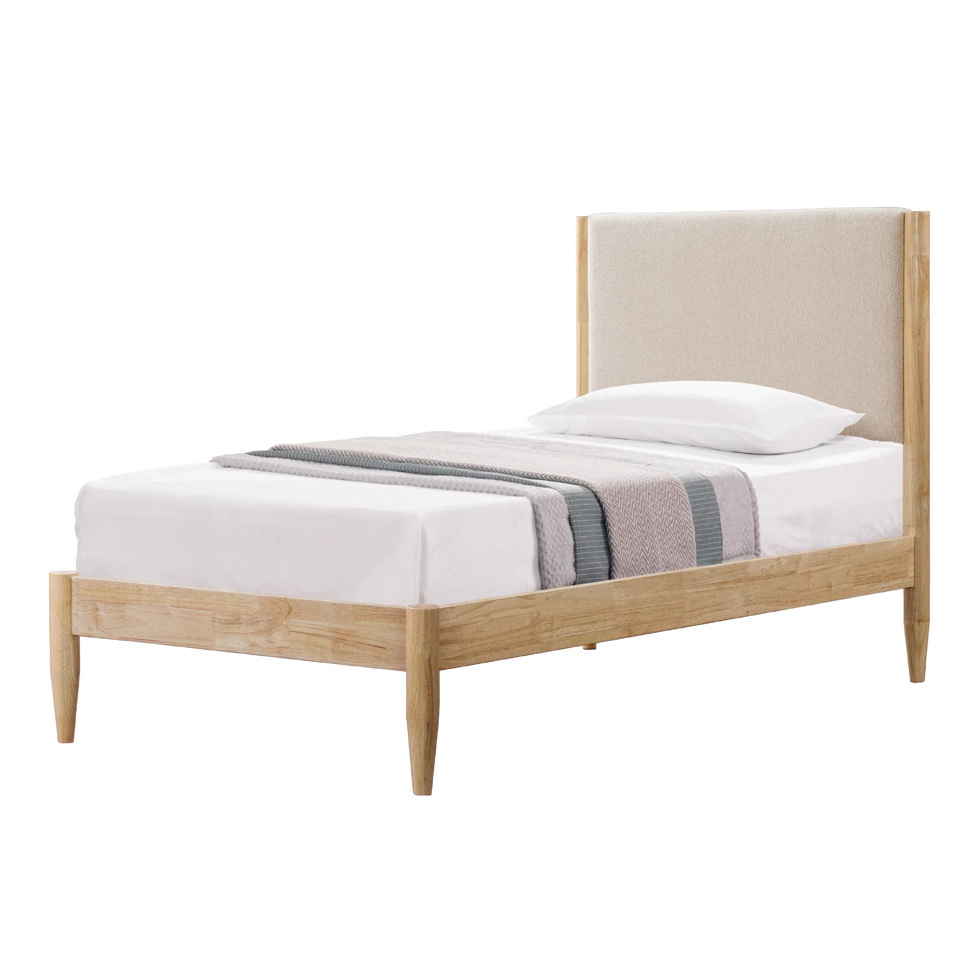 Besan Solid Wood Boucle Upholstered Headboard Bed Frame | Wayfair North America