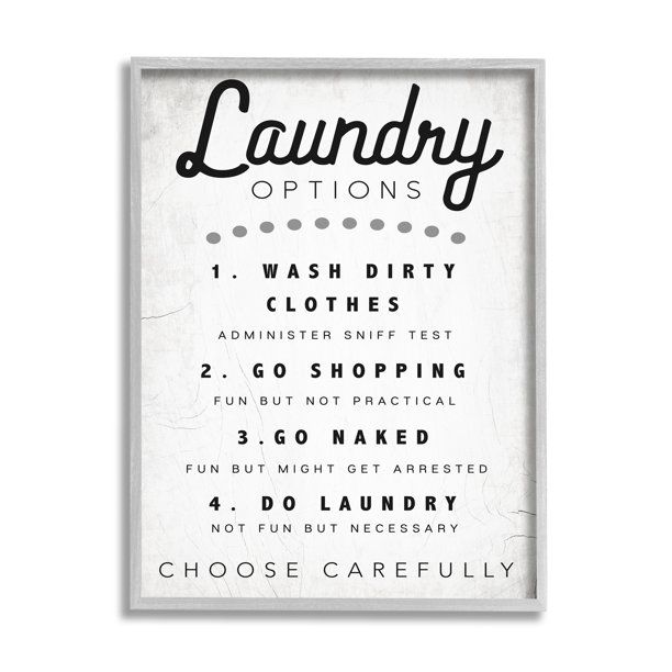 Stupell Industries Laundry Options Sign Funny Cleaning Suggestions Grey Framed Wall Art, 16 x 20,... | Walmart (US)