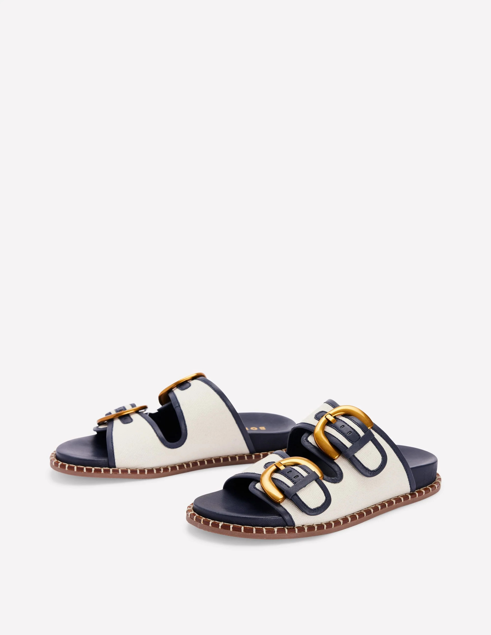 Alberta Footbed Sandals-Ivory/Navy | Boden (US)