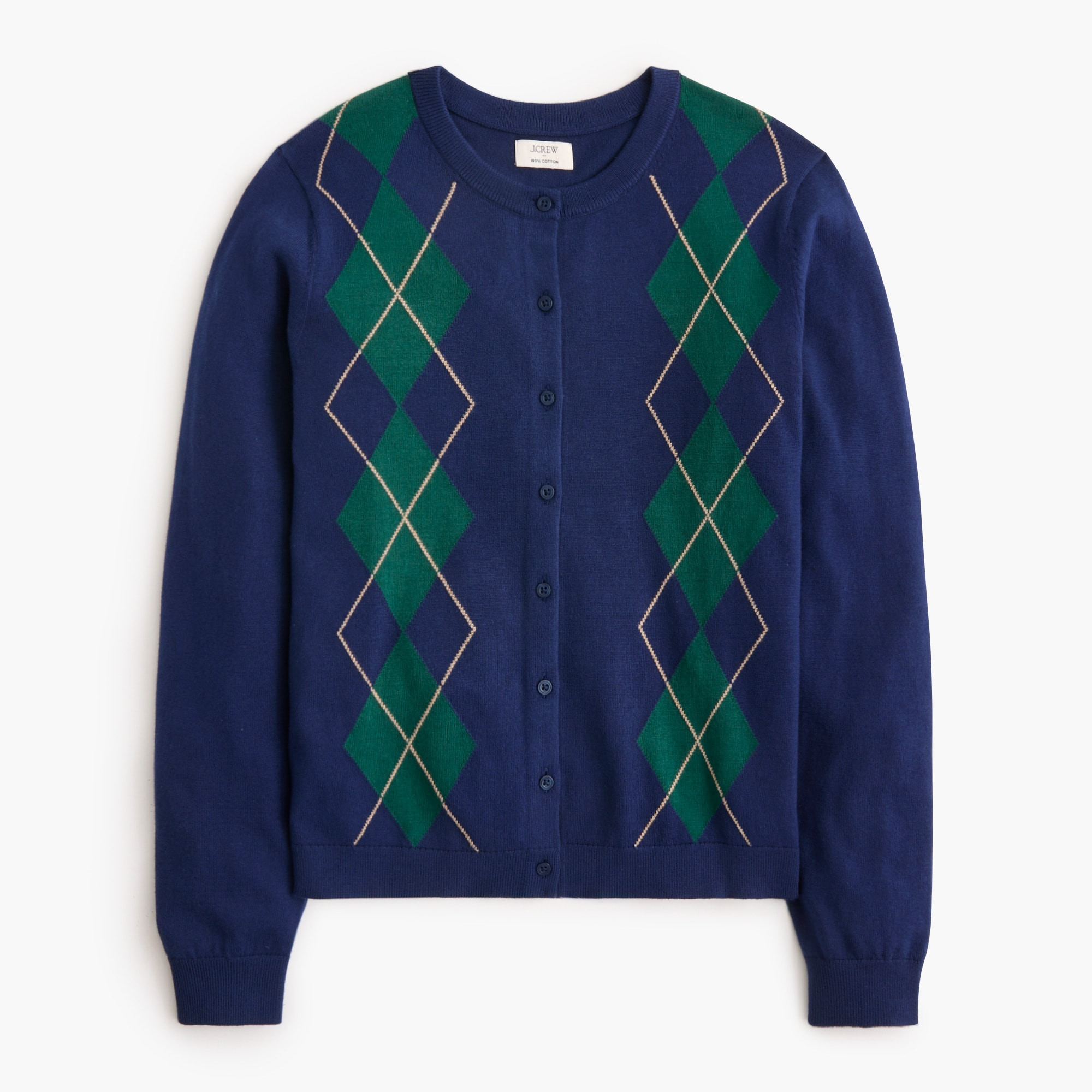 Cotton argyle cardigan sweater | J.Crew Factory
