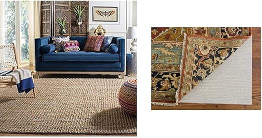 Safavieh Natural Fiber Collection NF447A Hand-Woven Chunky Textured Jute Area Rug, 8' x 10' & Pad... | Amazon (US)