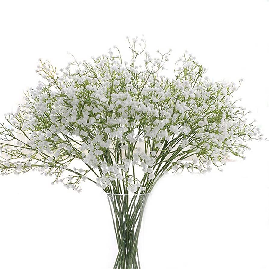 12Pcs Long Stem Artificial Baby Breath Flowers Real Touch Silk Gypsophila Bouquets for Office Ind... | Amazon (US)