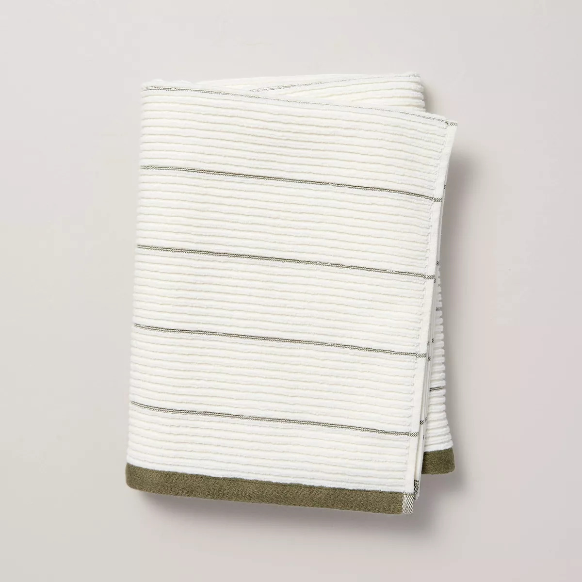Ribbed Terry Bath Towels Cream/Green - Hearth & Hand™ with Magnolia | Target