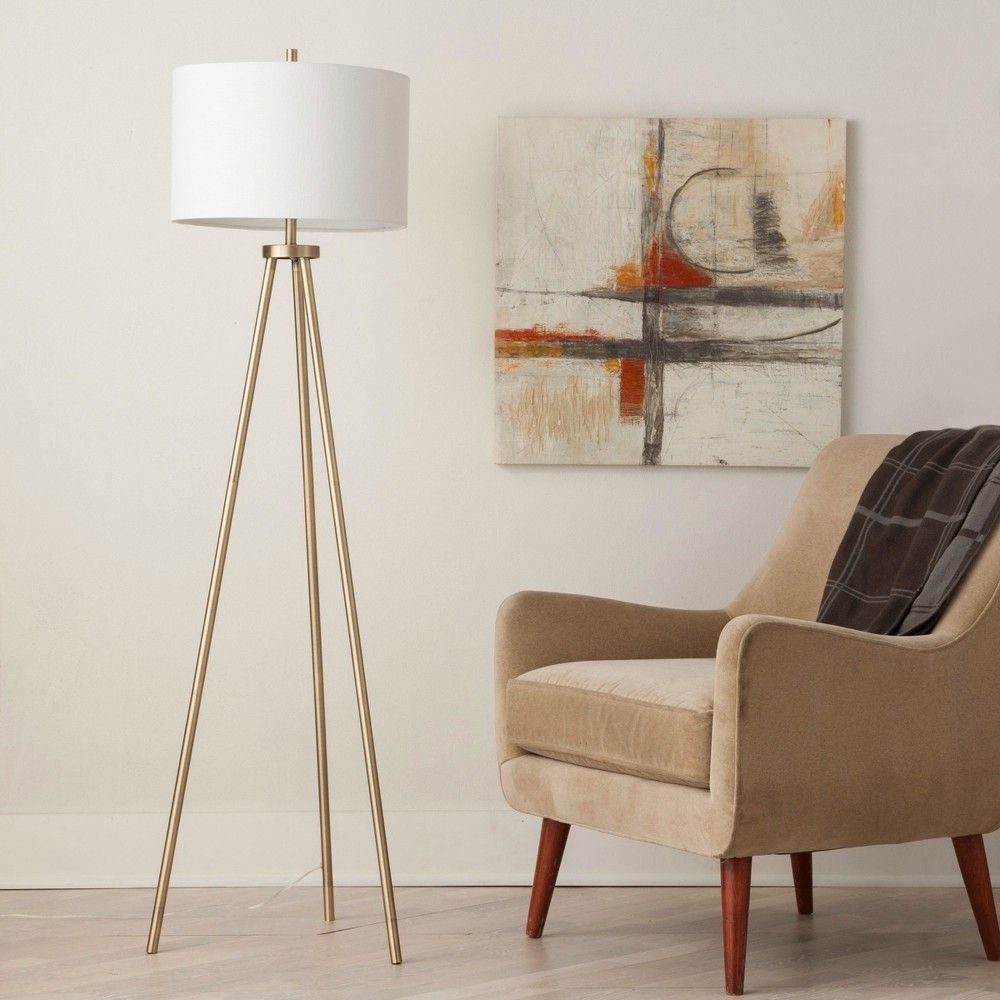 Ellis Tripod Floor Lamp Brass/White (Lamp Only) - Project 62 | Target