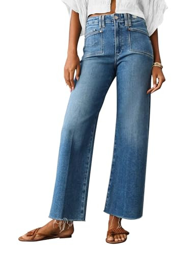 KUNMI Jeans for Women Wide Leg Baggy High Waist Boyfriends Straight Leg Stretchy Denim Pants Tren... | Amazon (US)