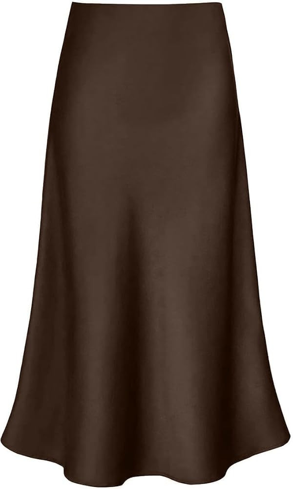 Women's Satin Midi Skirt A Line Silk Long Skirt | Amazon (US)