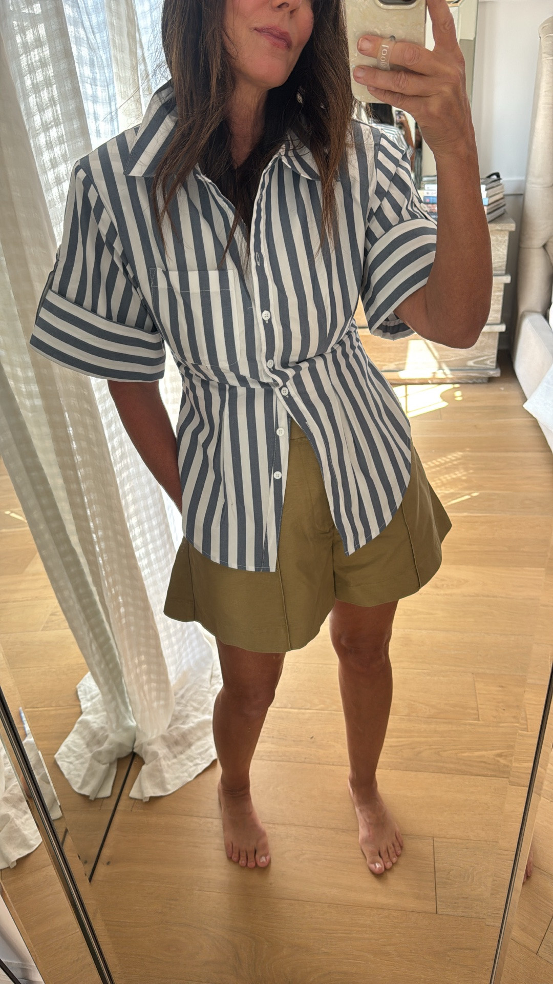 @Target for KBB killing it! 

Wearing size small in the shirt and size 8 in the shorts although the size 6, also fit me, I just wanted them to be slightly longer. ￼ Shorts are on sale for $21 crazy good price and the shirt is 40 and also comes in solid white. I love the shoulder pads., It makes it so modern

#LTKSaleAlert #LTKOver40 #LTKTravel