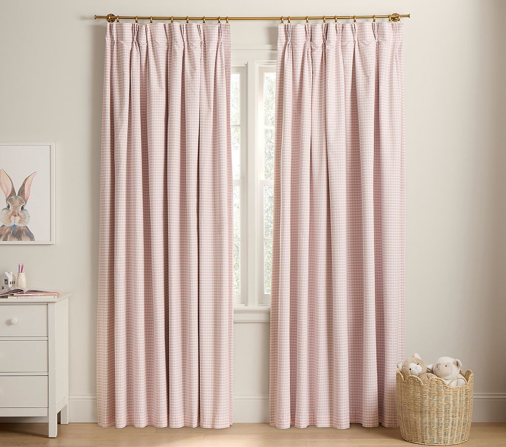 Pinch Pleat Gingham Blackout Curtain | Pottery Barn Kids