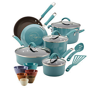 Rachael Ray Cucina Enamel 18-Piece Cookware and Prep Bowl Set | QVC