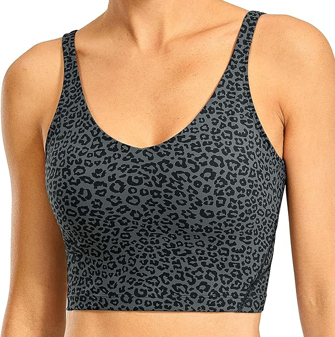 CRZ YOGA Women's Longline Sports Bra Wirefree Padded Yoga Bras Workout Running Crop Tank Tops | Amazon (US)