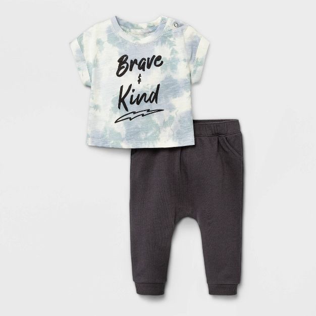 Grayson Mini Baby Boys' 2pc 'Brave & Kind' Tie-Dye Top & Bottom Set | Target