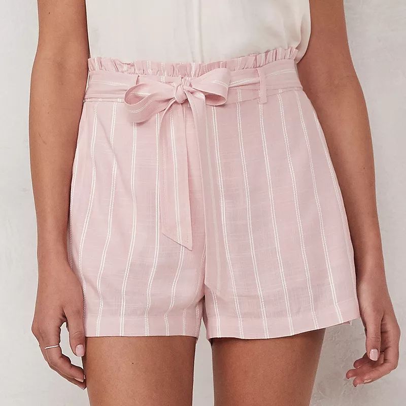 Women's LC Lauren Conrad Belted Paper Bag Shorts, Size: XXL, Pink | Kohl's