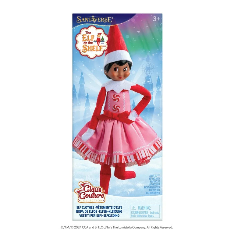 The Elf on the Shelf Claus Couture Pink Peppermint Party Dress for your Scout Elf | Walmart (US)