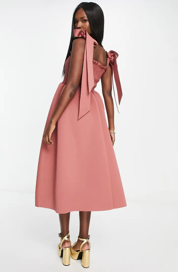 Tie Strap Smocked Midi Dress | Nordstrom