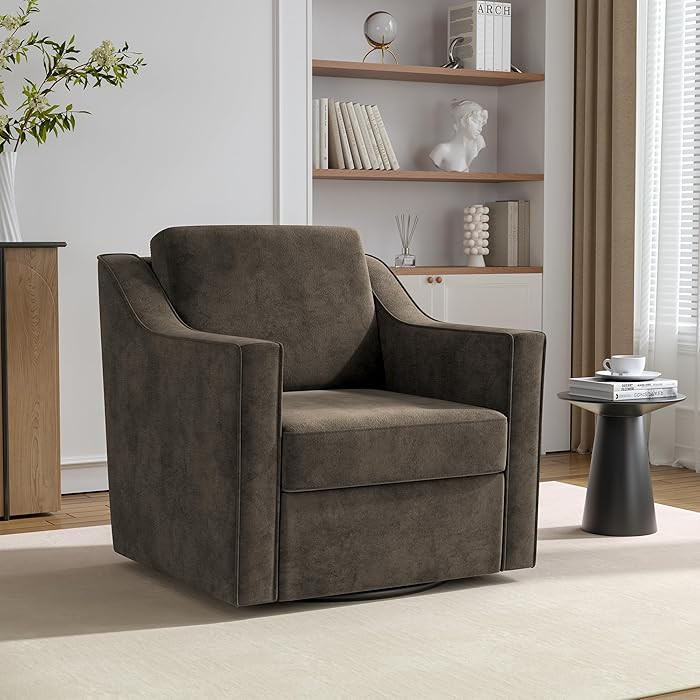 Swivel Accent Chair, 360° Swivel Upholstered Club Armchairs for Living Room, Comfy Single Sofa R... | Amazon (US)