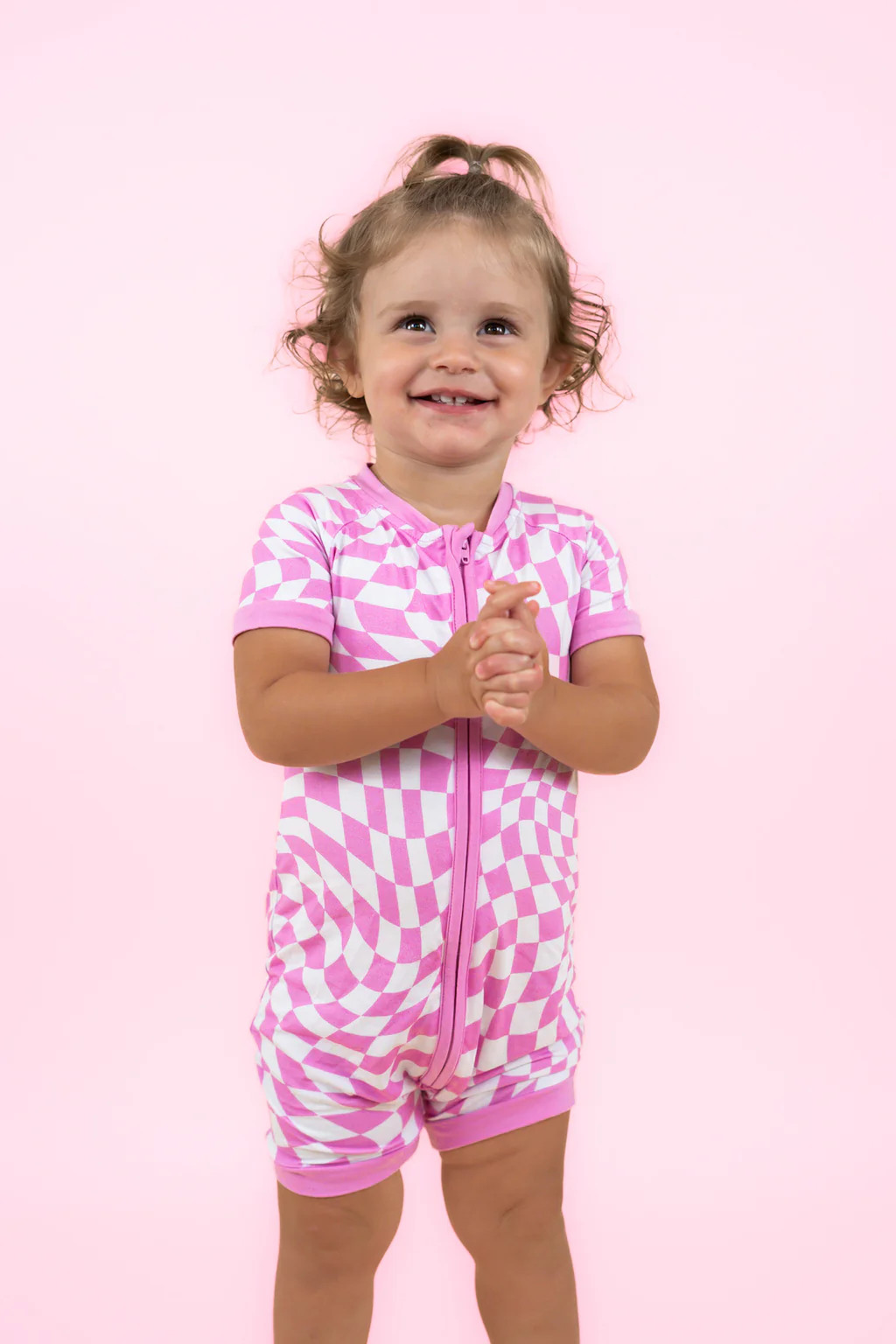 BUBBLEGUM WAVEY CHECKERS DREAM SHORTIE | Dream Big Little Co.