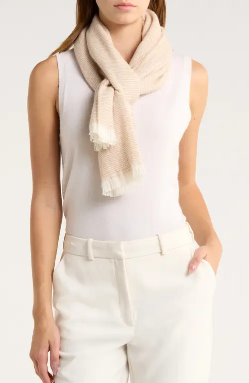 Nordstrom Lightweight Wool & Cashmere Wrap in Beige- White at Nordstrom | Nordstrom