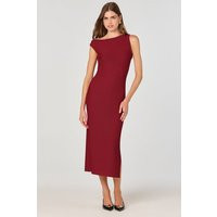 ASTR the Label | Off Shoulder Ribbed Knit Midi Dress in Red | Size S | ASTR The Label (US)