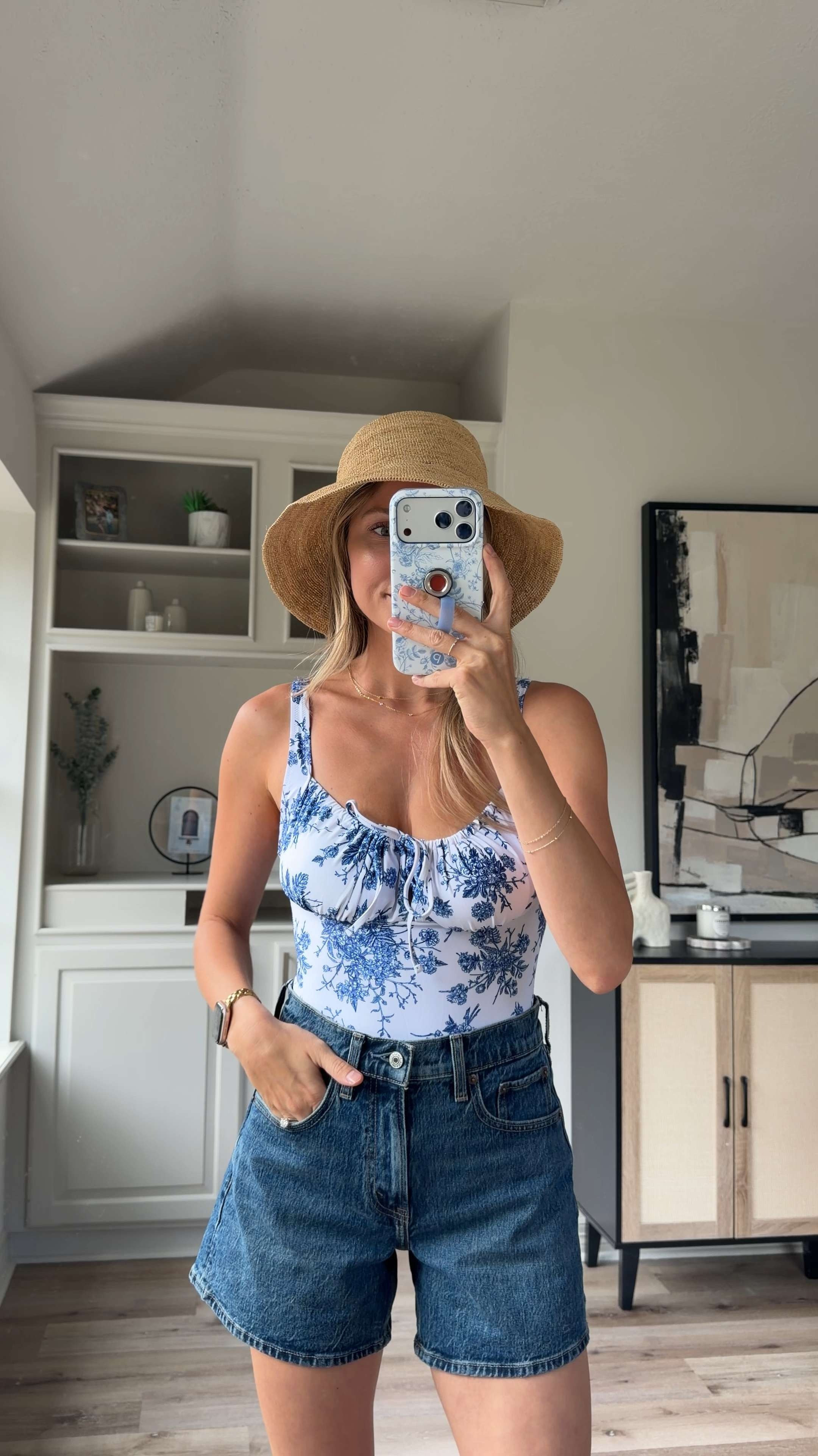Flattering one piece swim! Wearing S in swim, 26 in denim shorts  

 #LTKSwim