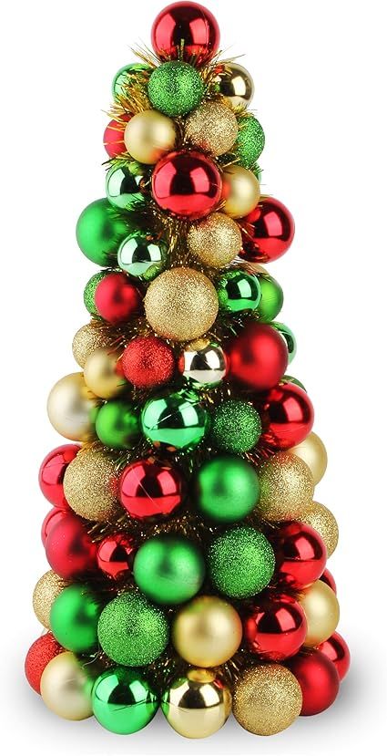 Costyleen 16 Inch Christmas Ball Tree Fireplace Table Decoration Home Party Decorative Ball Ornam... | Amazon (US)