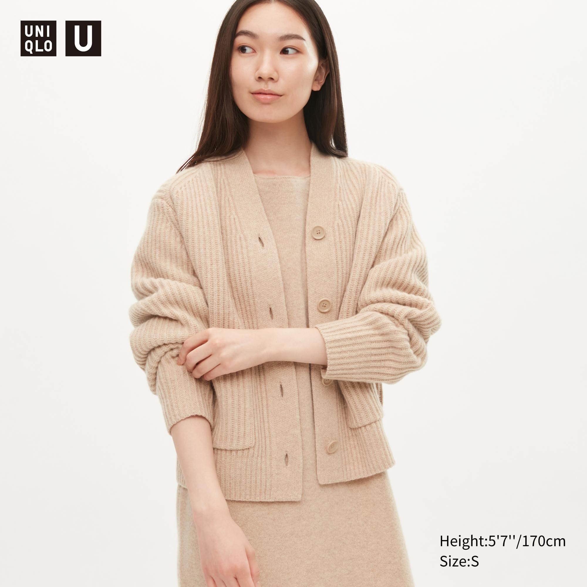 U Premium Lambswool Ribbed Long-Sleeve Cardigan | UNIQLO (US)