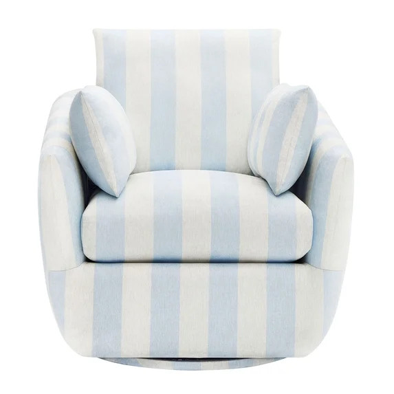 Beautiful Louisa Swivel Chair by Drew Barrymore, Hydrangea and Cream Stripe Fabric | Walmart (US)