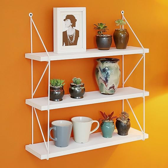 WELLAND 3-Tier Display Wall Shelf Storage Rack Wall Rack, White | Amazon (US)