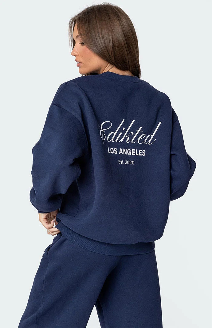Women's Get Edikted Sweatshirt in Navy - Size Medium | PacSun