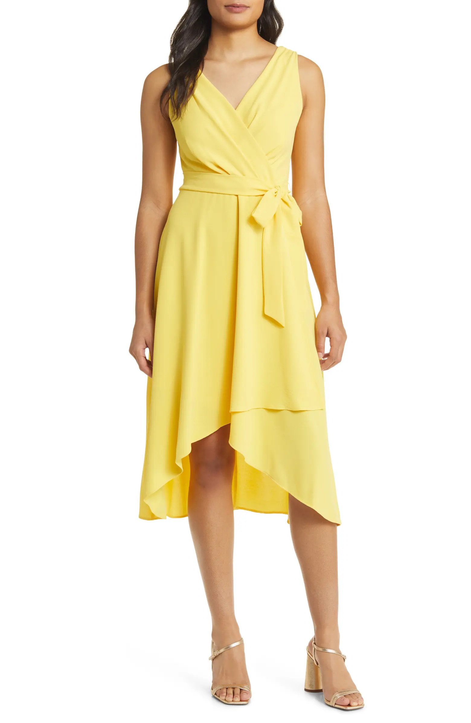 Tie Belt Faux Wrap High-Low Dress | Nordstrom