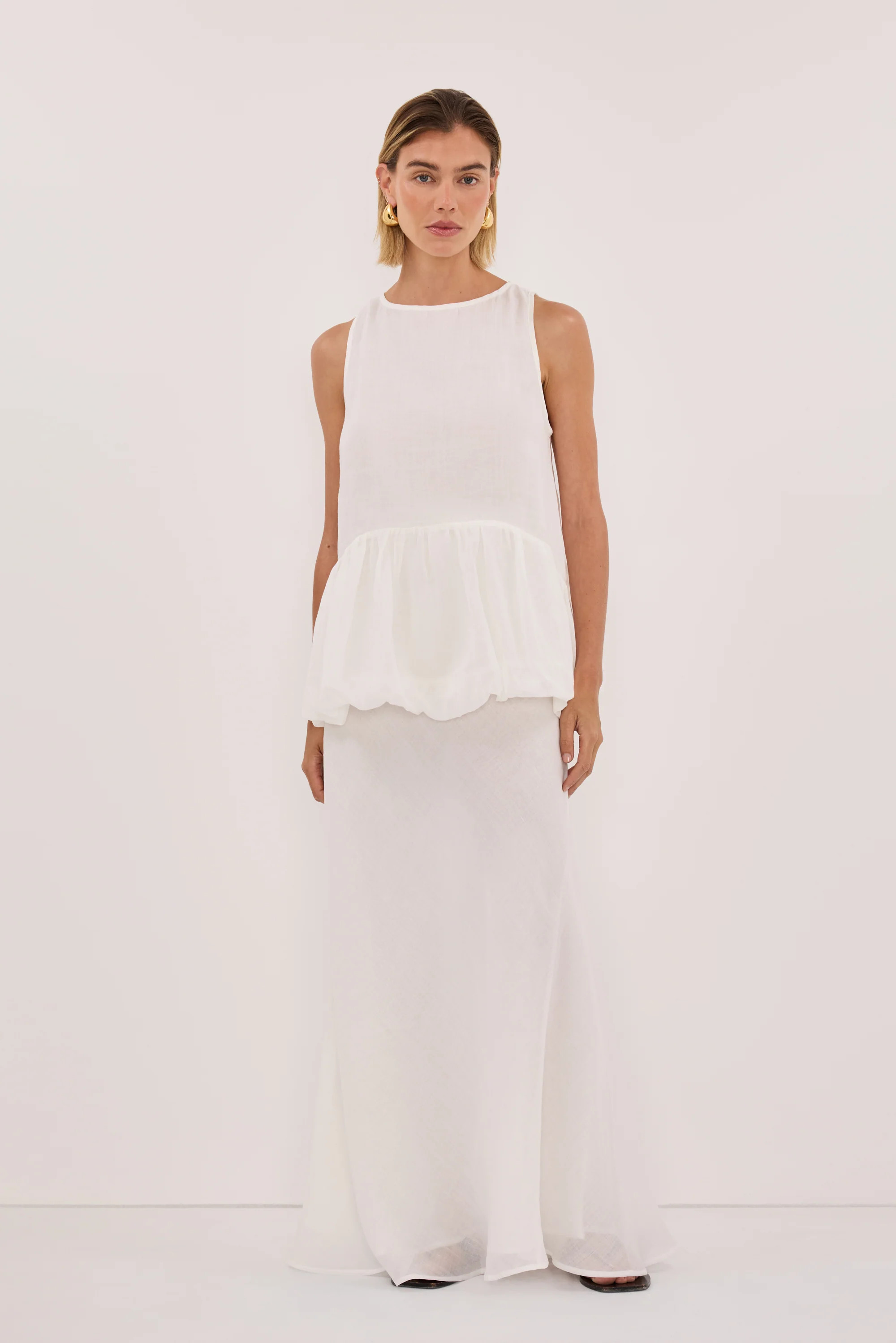 ARLO WHITE RAMIE DROP WAIST TOP | DISSH