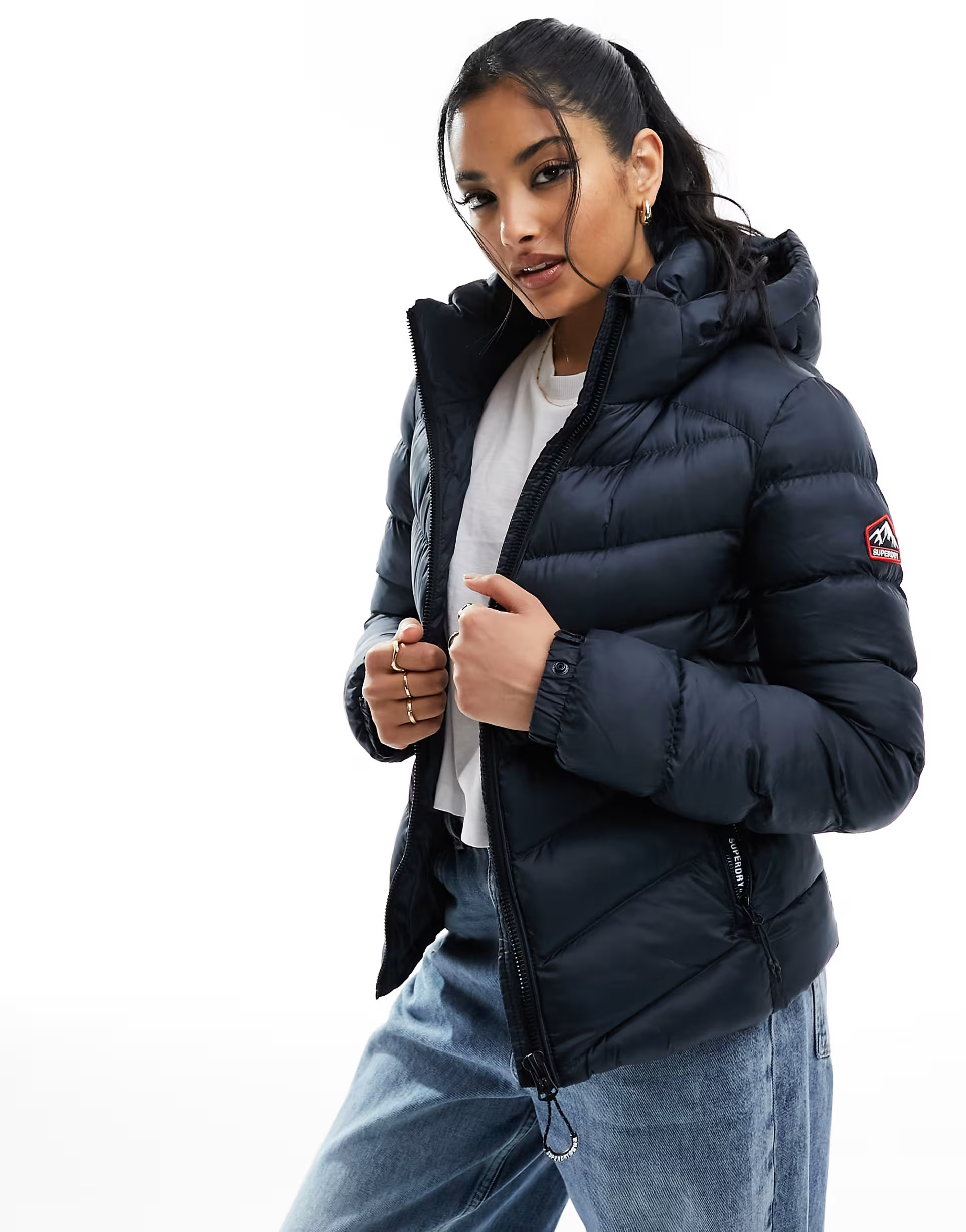 Superdry Hooded fuji padded jacket in eclipse navy | ASOS (Global)